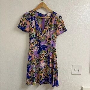 Charles Henry Purple Floral Mini Dress Size XS